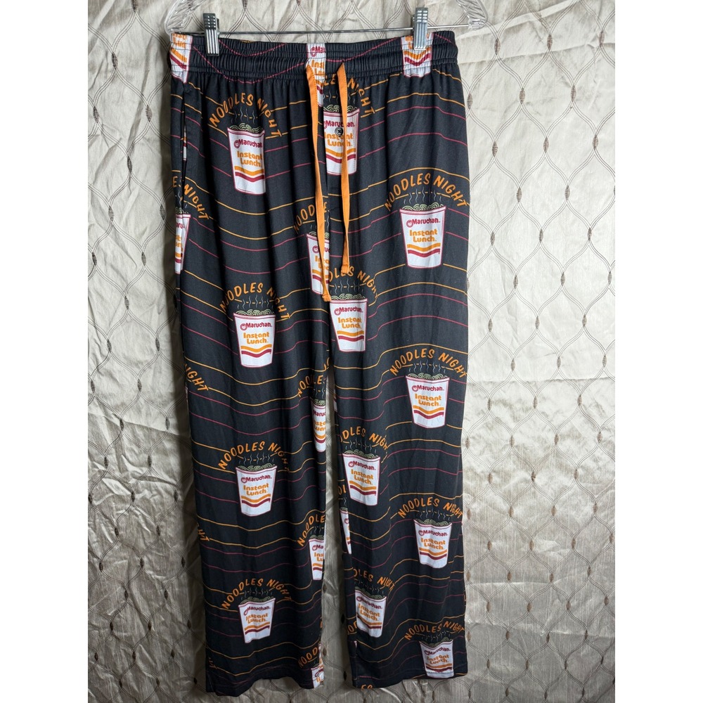 Maruchan Instant Lunch Ramen Pajama Pants Mens Medium Black Noodles Night Lounge